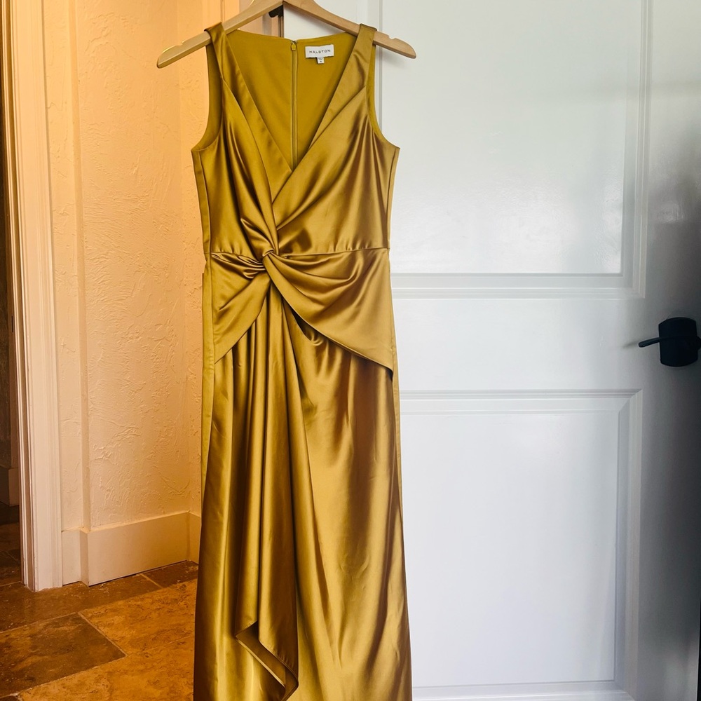 Halston Heritage Gold Twist Dress